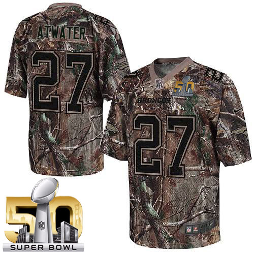 Men's Elite Steve Atwater Super Bowl L Nike Jersey Camo - #27 Realtree NFL Denver Broncos